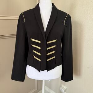 Vintage Military Style Jacket Black And Gold Designer Allen Schwartz Size M